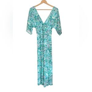 Lilly Pulitzer Parigi Emerald Isle Pineapple Of My Eye V-neck Maxi Dress size S